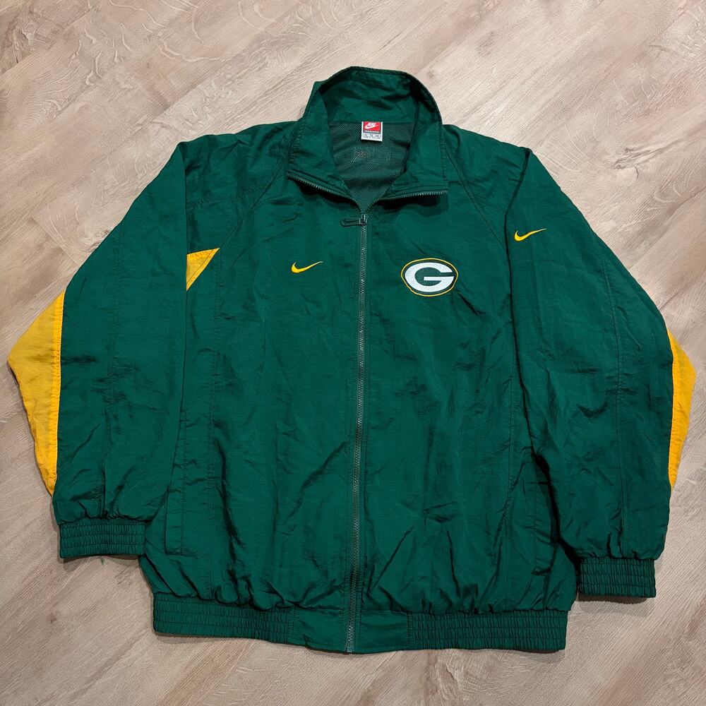 Vintage 90s Nike NFL Pro Line Green Bay Packers Windbreaker Jacket Men's XL